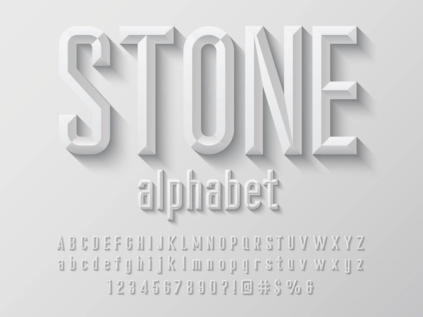 Chisel style alphabet design with uppercase, lowercase, number and symbols - Vector, Image