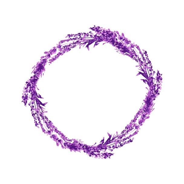 Lavender flower wreath watercolor illustration - Vector, Image