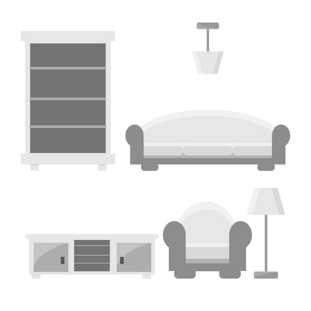 Conjunto de muebles en un estilo, icono plano
. - Vector, imagen