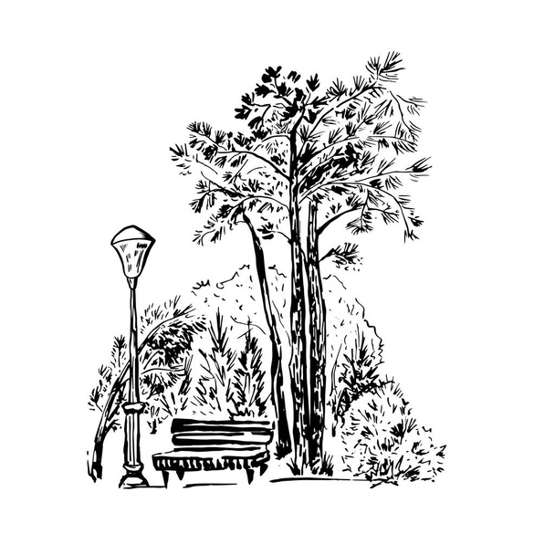 Паркова сцена рука намальована Векторні ілюстрації
 - Вектор, зображення