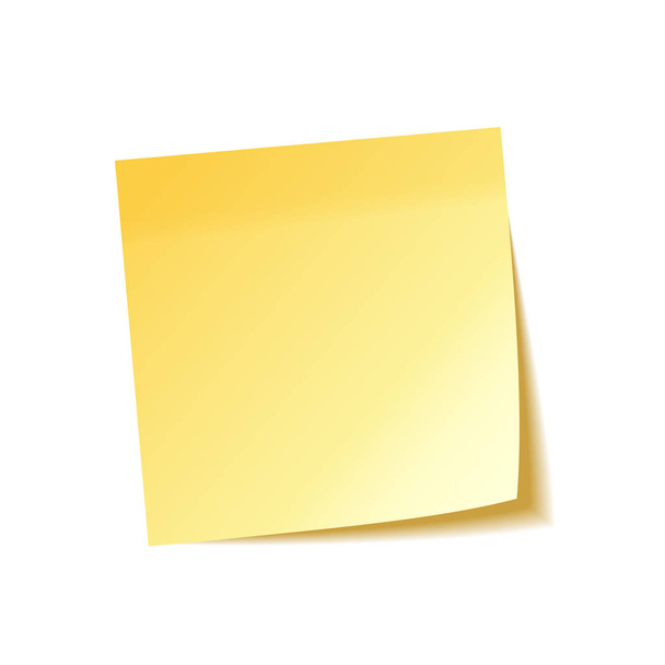 Realistic sticky note with shadow. Yellow paper. Message on notepaper. Reminder. Vector illustration. - Vetor, Imagem