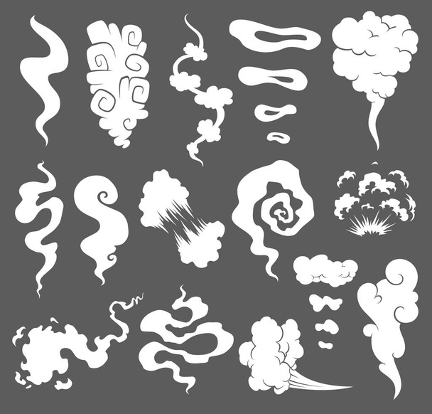 Bad smell. Smoke clouds. Steam smoke clouds of cigarettes or expired old food vector cooking cartoon icons. Illustration of smell vapor, cloud aroma. - Vector, Image