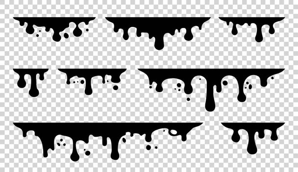 Paint dripping. Dripping liquid. Paint flows. Current paint, stains. Current drops. Current inks. Vector illustration. Color easy to edit. Transparent background. - Vector, Image
