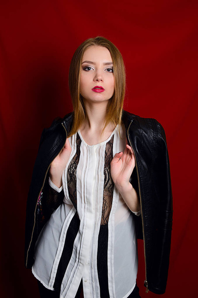 beautiful girl in blouse in Studio - Fotografie, Obrázek