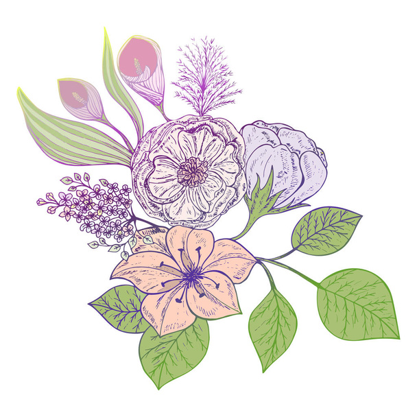 Bouquet di fiori isolati su fondo bianco. Illustrazione vettoriale, EPS 10
. - Vettoriali, immagini