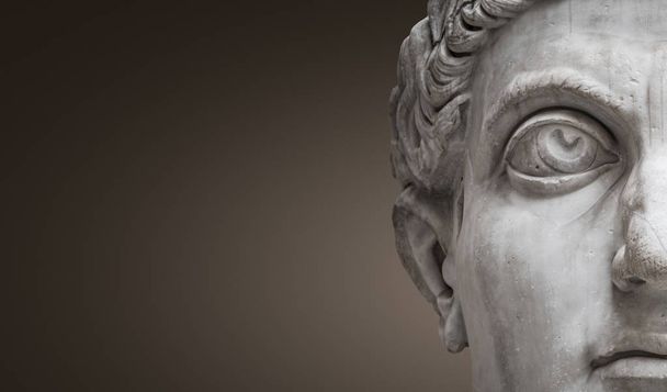 Άγαλμα του ρωμαϊκού Νόμπελ, το πρόσωπό του στα κοντινά, απομονώθηκε στο φρ - Φωτογραφία, εικόνα