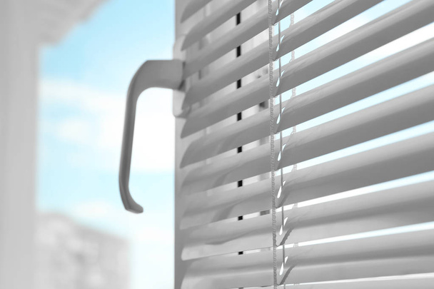 Closeup view of window with blinds. Space for text - Valokuva, kuva