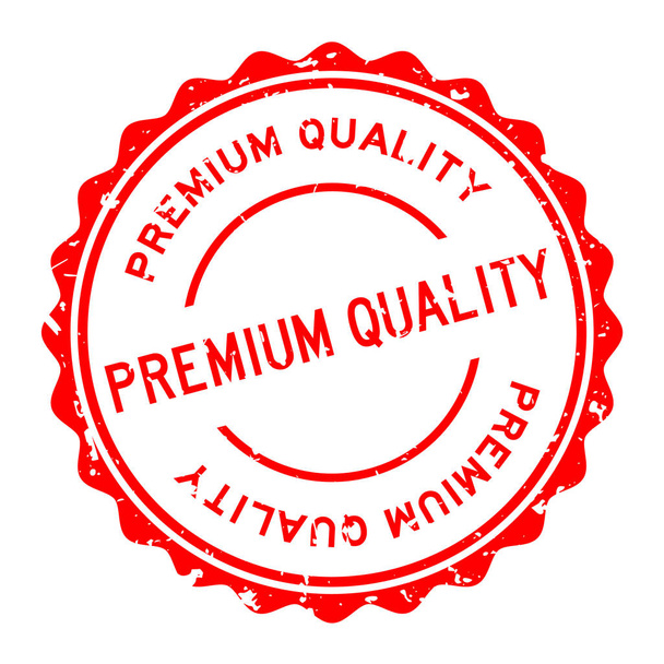 Grunge red premium quality word round rubber seal stamp on white background - Vektor, Bild