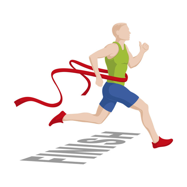 Running men. Running Marathons. Finish. Stock Vector illustration. - Vector, Image