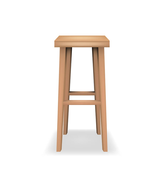 Realistic Detailed 3d Wooden Bar Stool. Vector - ベクター画像