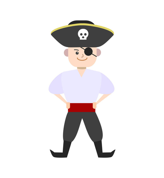 Cartoon Halloween Kid Costume Brave Pirate. Vector - ベクター画像