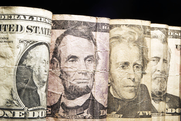 Гроші, крупним планом доларових купюр зі Сполучених Штатів Америки - Фото, зображення