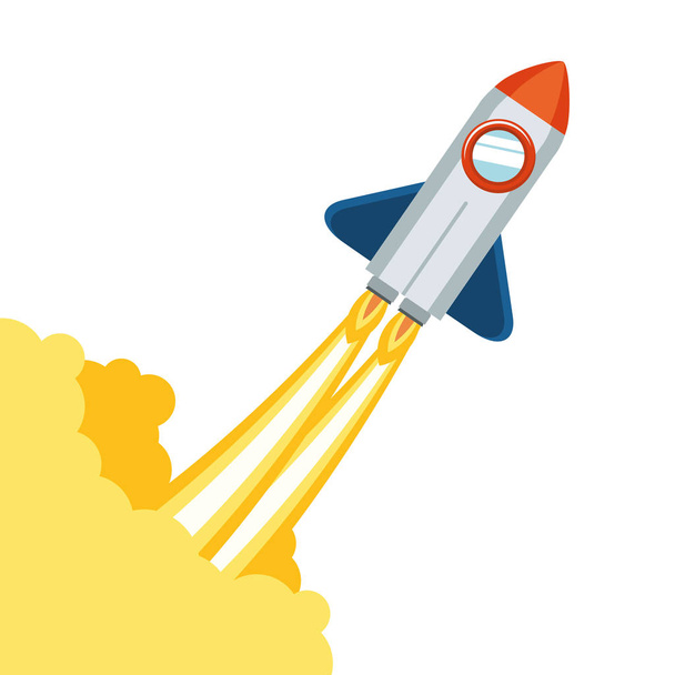 rocket taking off in white background - Vector, Image
