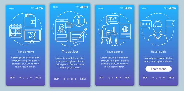Traveling onboarding mobile app page screen vector template - Vector, Image