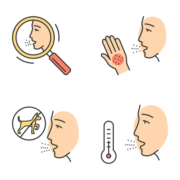 Allergies color icons set - Вектор,изображение