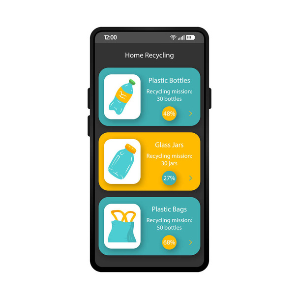 Home recycling app smartphone interface vector template - Vector, afbeelding