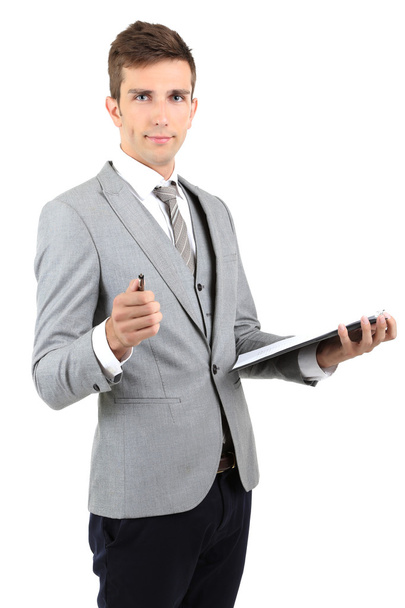 Young business man isolated on white - Fotoğraf, Görsel