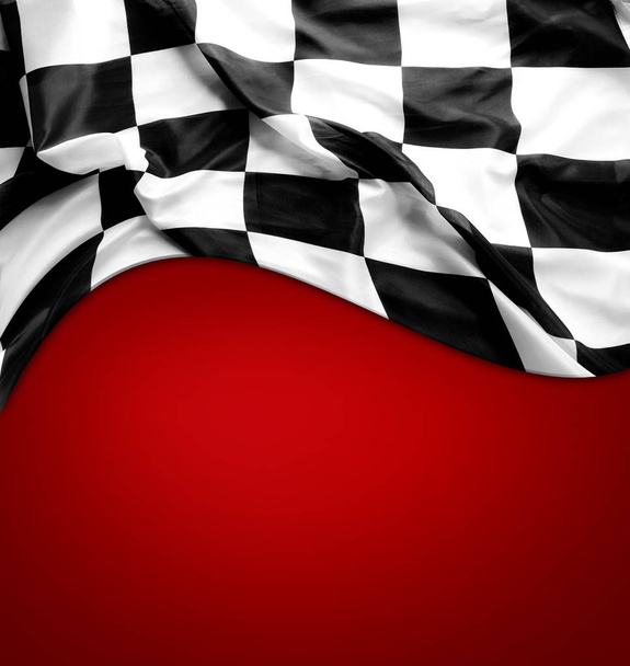 Checkered flag on red - Photo, Image