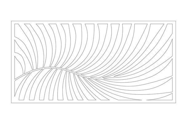 Decoratieve kaart voor snijden. Fern Palm patroon. Laser gesneden paneel. Ratio 1:2. Vector illustratie. - Vector, afbeelding