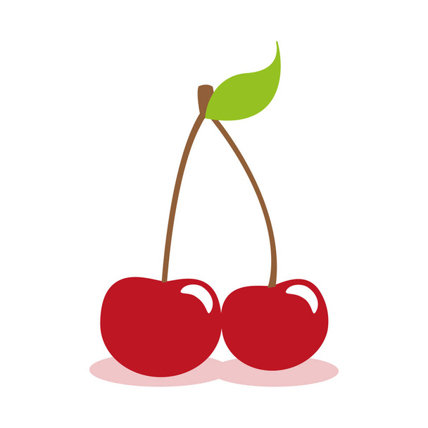 red cherry icon isolated on white background - Vector, Image