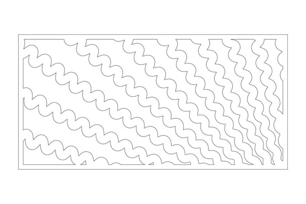 Díszítő kártya vágására. Hullámvonal mintája. Lézeres vágott panel. 1:2 arány. Vektoros illusztráció. - Vektor, kép