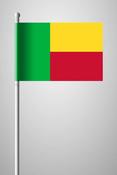 ベナンの旗。フラッグポールの国旗。分離されたイラスト  - ベクター画像