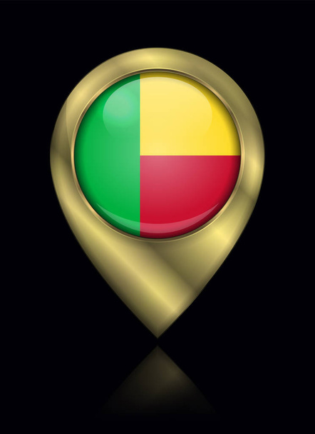 Flag of Benin. Vector Sign and Icon. Location Symbol Shape. Gold - Vector, Image