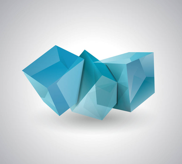 Vector illustration of 3D blue glass  or ice cubes. - Διάνυσμα, εικόνα