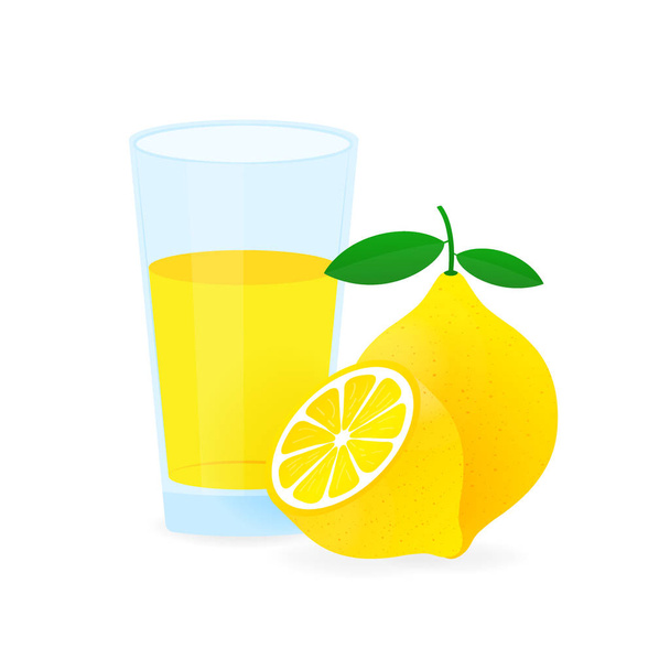 Icon of drink with fruit. Lemon juice on white background. Vector stock illustration. - Vector, Image