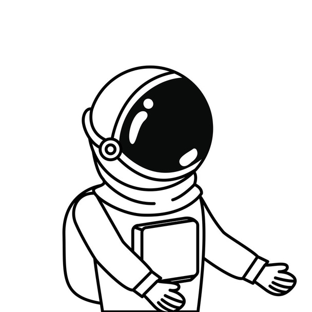 αστροναύτης με διαστημική στολή σε λευκό φόντο - Διάνυσμα, εικόνα