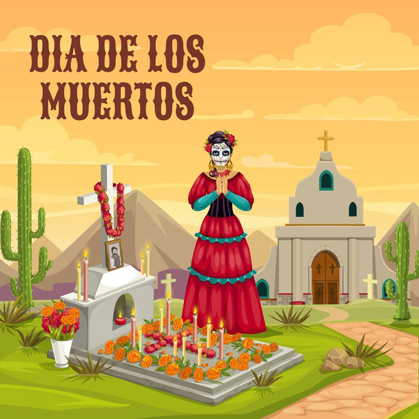 Dia de los Muertos Mexican dead holiday tradition - Vector, Image