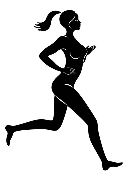 Silhouette of slender lady. The girl is running. The woman goes in for sports, strengthens health. Vector illustration. - Vector, Image