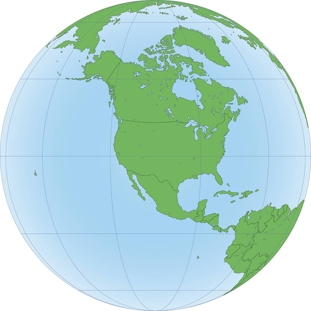 Earth globe with focused on North America - Vector, Image