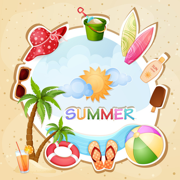 Summer beach illustration - Wektor, obraz