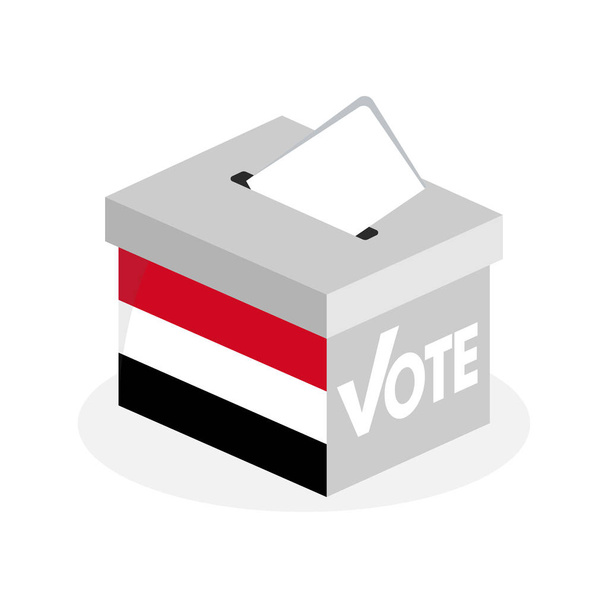 urne électorale avec une combinaison de drapeaux de l'État du Yémen
 - Vecteur, image