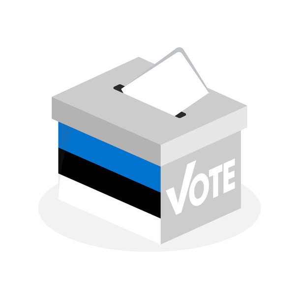Wahlurne mit einer Kombination estnischer Flaggen - Vektor, Bild
