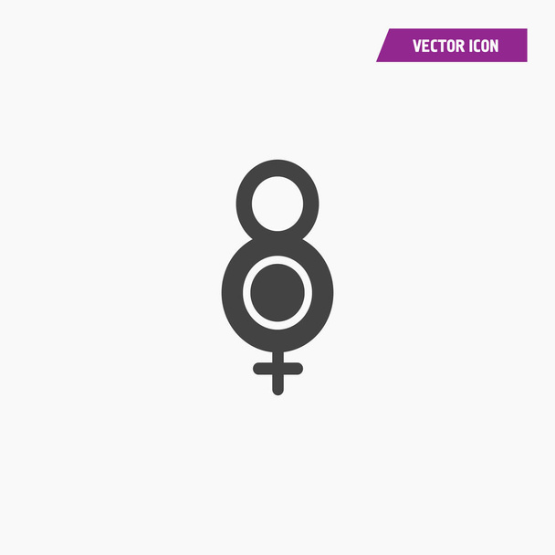 Fekete szilárd 8 március asszonyok nap ikon.  - Vektor, kép