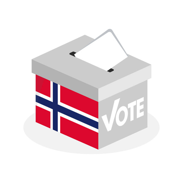 ノルウェーの国旗を組み合わせた選挙投票箱. - ベクター画像