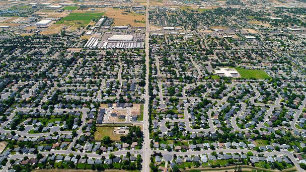 Aerial view of a small town in Idaho - Zdjęcie, obraz