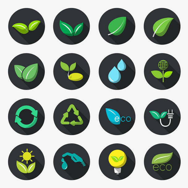 Conjunto de ícones de cor Eco
 - Vetor, Imagem