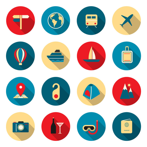 Travel color icons - Vektor, kép
