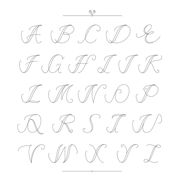 Vintage type font filigree set of calligraphic alphabet style. V - Vector, Image