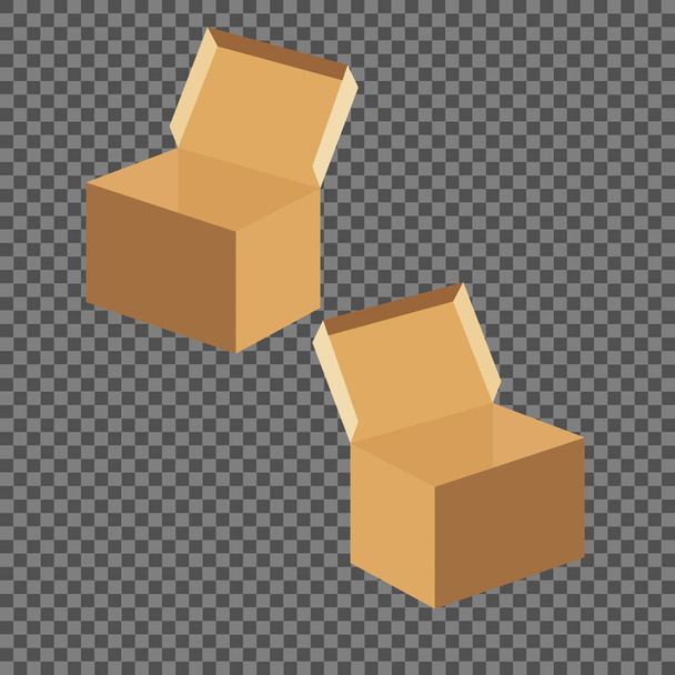 Brown open cardboard boxes template. - Vector, Image