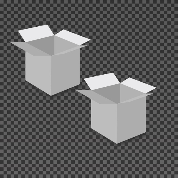 Two open square blank packaging boxes mockup - Vector, Image