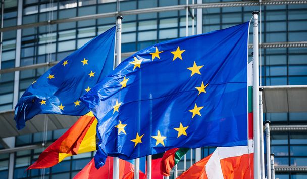 Bandeiras de todos os Estados-Membros do Parlamento da União Europeia
  - Foto, Imagem