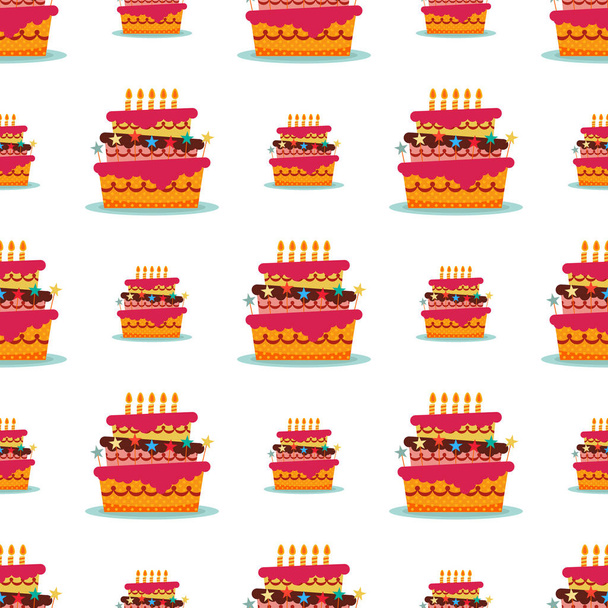 Seamless Pattern with colorful sweet cakes - Vector, Image