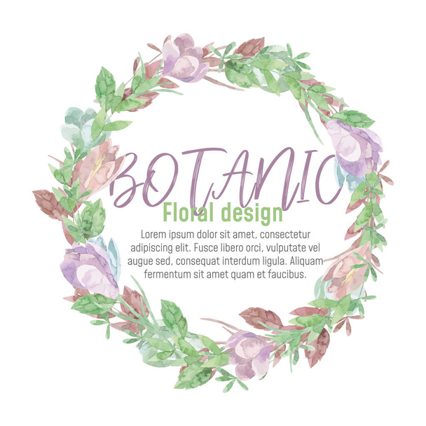 Carte botanique aquarelle pourpre, verte, rose
 - Vecteur, image