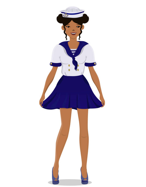 Το κορίτσι με μια στολή Ναυτικού σε πλήρη ανάπτυξη. Διανυσματική εικόνα απομονωμένη σε λευκό φόντο. - Διάνυσμα, εικόνα