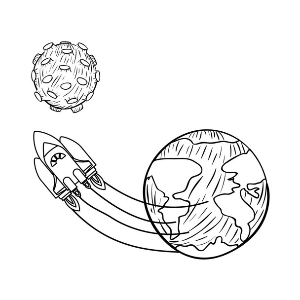 raketový let s planetami sluneční soustavy - Vektor, obrázek