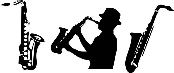 ikona saxofonu na bílém pozadí - Vektor, obrázek